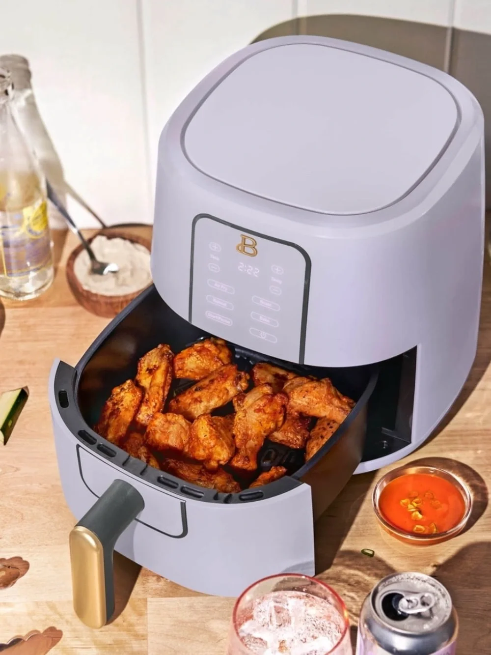 Beautiful 3 Qt Air Fryer with TurboCrisp Technology, EverGood Ceramic Nonstick C